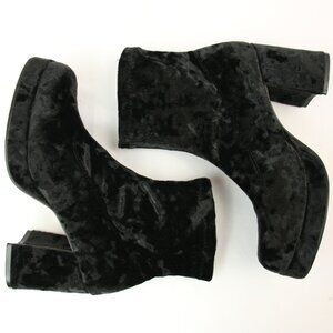 Vintage HighLights Velvet Velour Chunky Platform Ankle Boots Booties Heels 6 90s